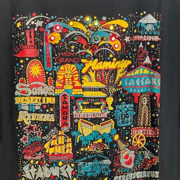 Vintage Jerzees Las Vegas T Shirt Lights Up Strip Hotels Single Stitch Large VTG - Picture 6 of 14